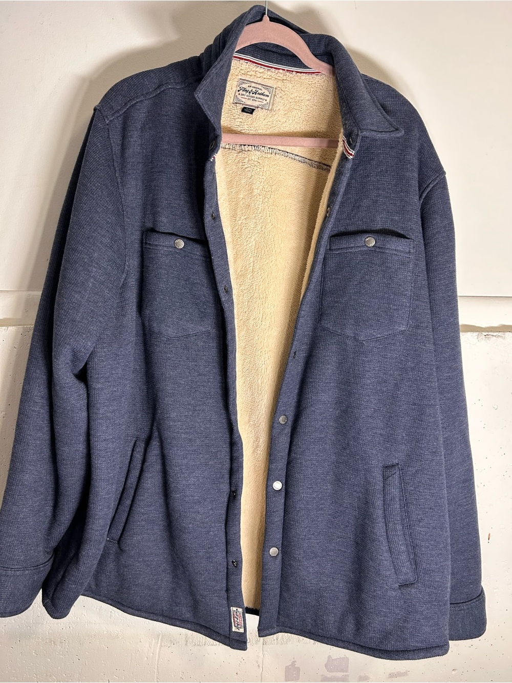 Tommy Bahama Men's Navy Zip-Up Jacket with Cream Sherpa Lining